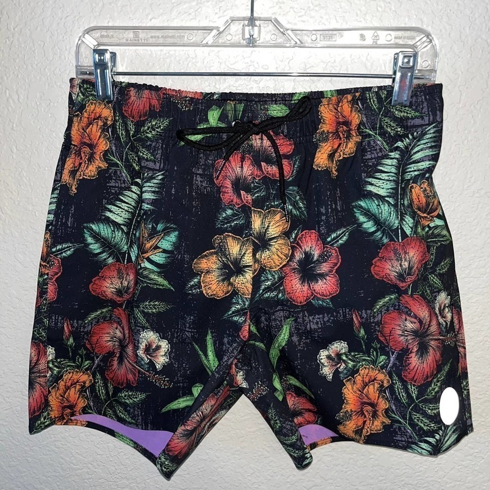 Psycho Tuna Floral Pool Shorts With Waterproof Phone Holder Size Small